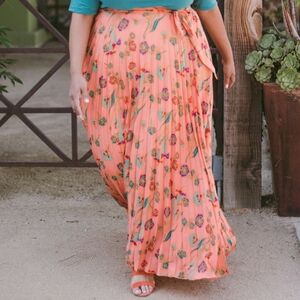 DeAnne pleated maxi wrap skirt NWT Lularoe floral elegant XL